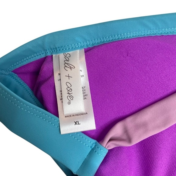 Salt + Cove Contrast-Trim Triangle Bikini Top & Contrast Bikini Bottoms XL New - Picture 5 of 9